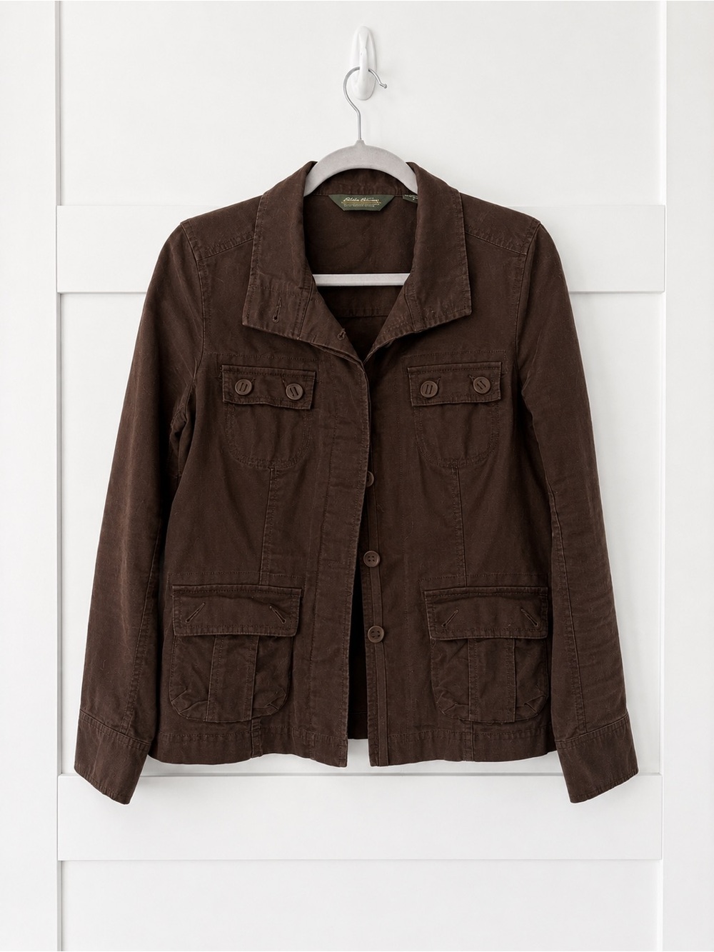 Eddie Bauer Dark Brown Linen Utility Jacket/Blazer